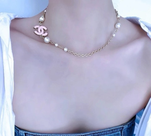 💕 샤* 로고에나멜 진주 네크리스 목걸이