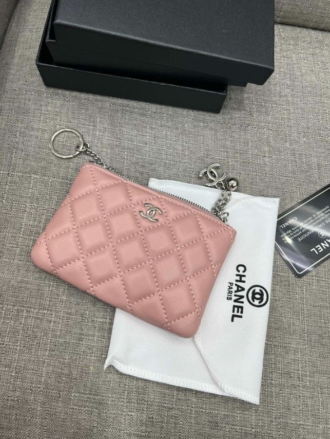 💕 샤* 파우치 지갑 램스킨 핑크 은장