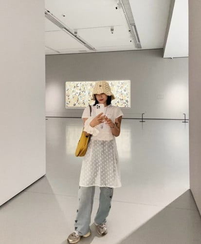 💕 프** 삼각로고 라피아 햇
