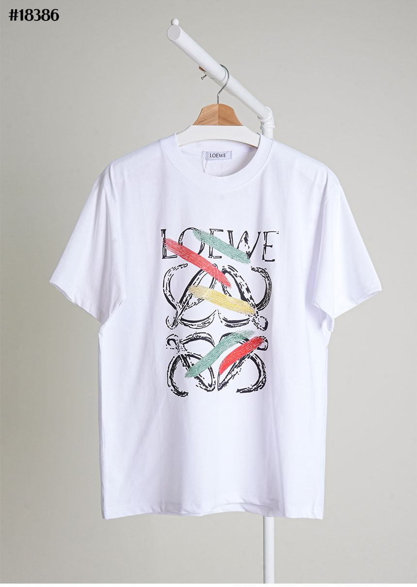 🔆 [LOEWE] 로에베 브러쉬드 아나그램 로고 그래픽 숏 슬리브 코튼 티셔츠 🔆