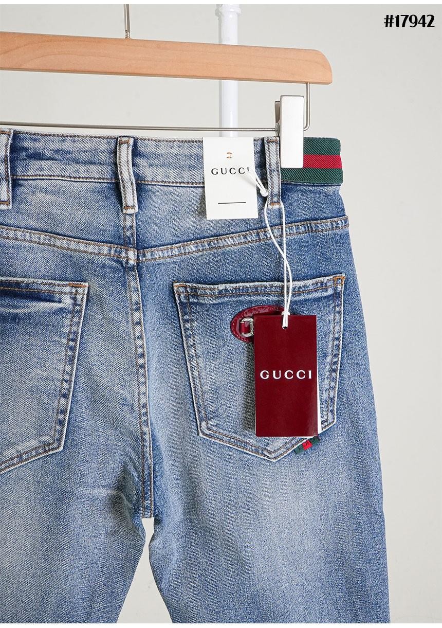 🔆[GUCCI] 구찌 에나멜 홀스빗 포켓 패치 슈프림 슬림핏 데님 팬츠 🔆