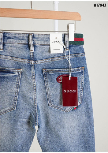 🔆[GUCCI] 구찌 에나멜 홀스빗 포켓 패치 슈프림 슬림핏 데님 팬츠 🔆