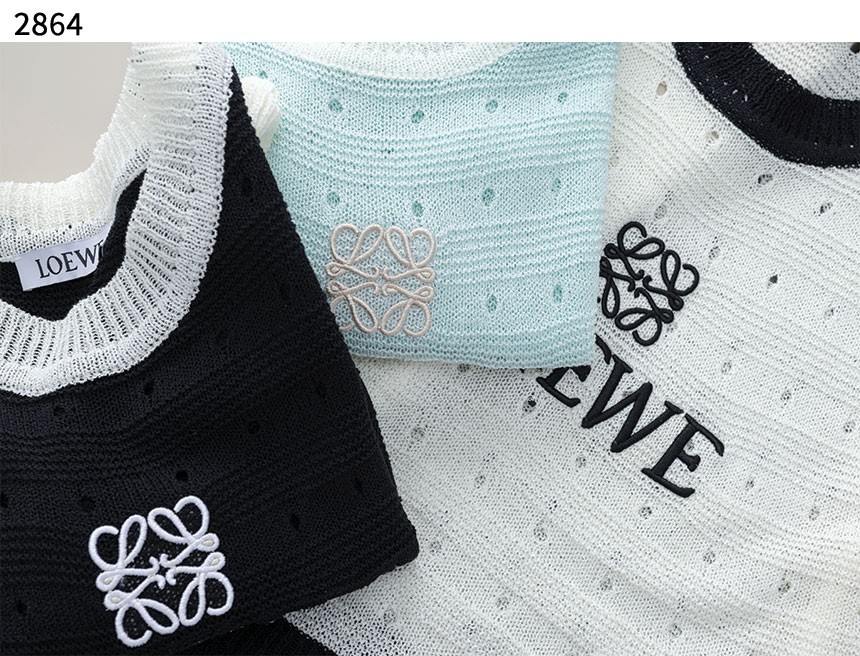 #로웨 [LOEWE]  여성용 로에베 펀칭 프릴 반팔 니트 신상입고💢  #테크 #상의 #니트 #2864