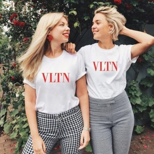 💕 발*** VLTN 레드나염 라운드 반팔티