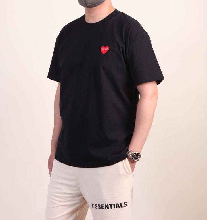 💕 꼼* 하트로고패치 코튼 라운드 반팔 1+1