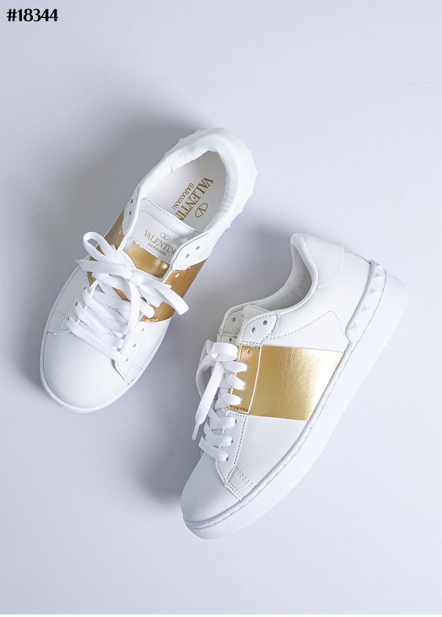 🔆 [Valentino] 발렌티노 오픈 스니커즈 메탈릭 밴드 화이트 플래티넘 🔆
