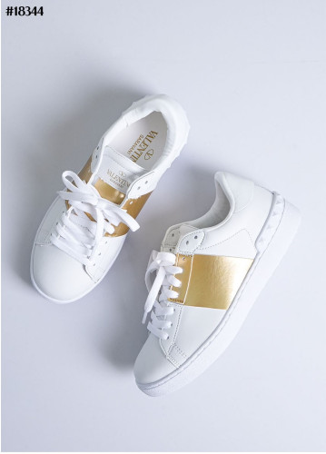 🔆 [Valentino] 발렌티노 오픈 스니커즈 메탈릭 밴드 화이트 플래티넘 🔆
