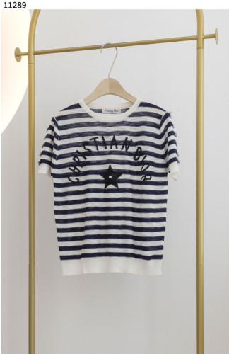#디올 [Christian Dior] 저지 스트라이프 로고 니트 반팔티셔츠 신상입고💢 #상의 #니트 #11289