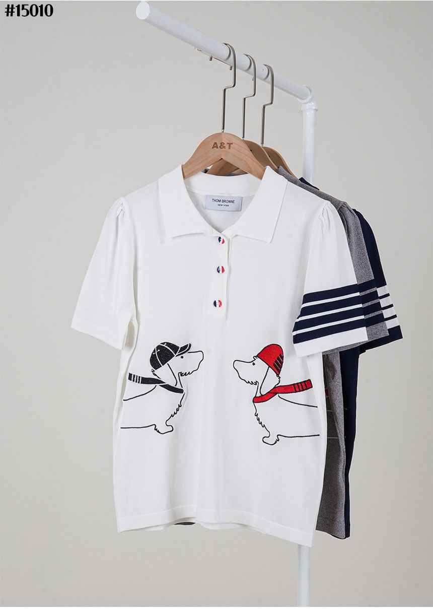 🔆 [THOM BROWNE] 톰브라운 여성 3선 헥터 니트카라 🔆