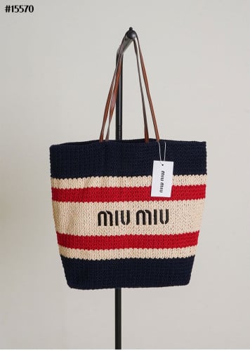 🔆 [MIUMIU] 미우미우 라피아 앤 코튼 토트 백 🔆