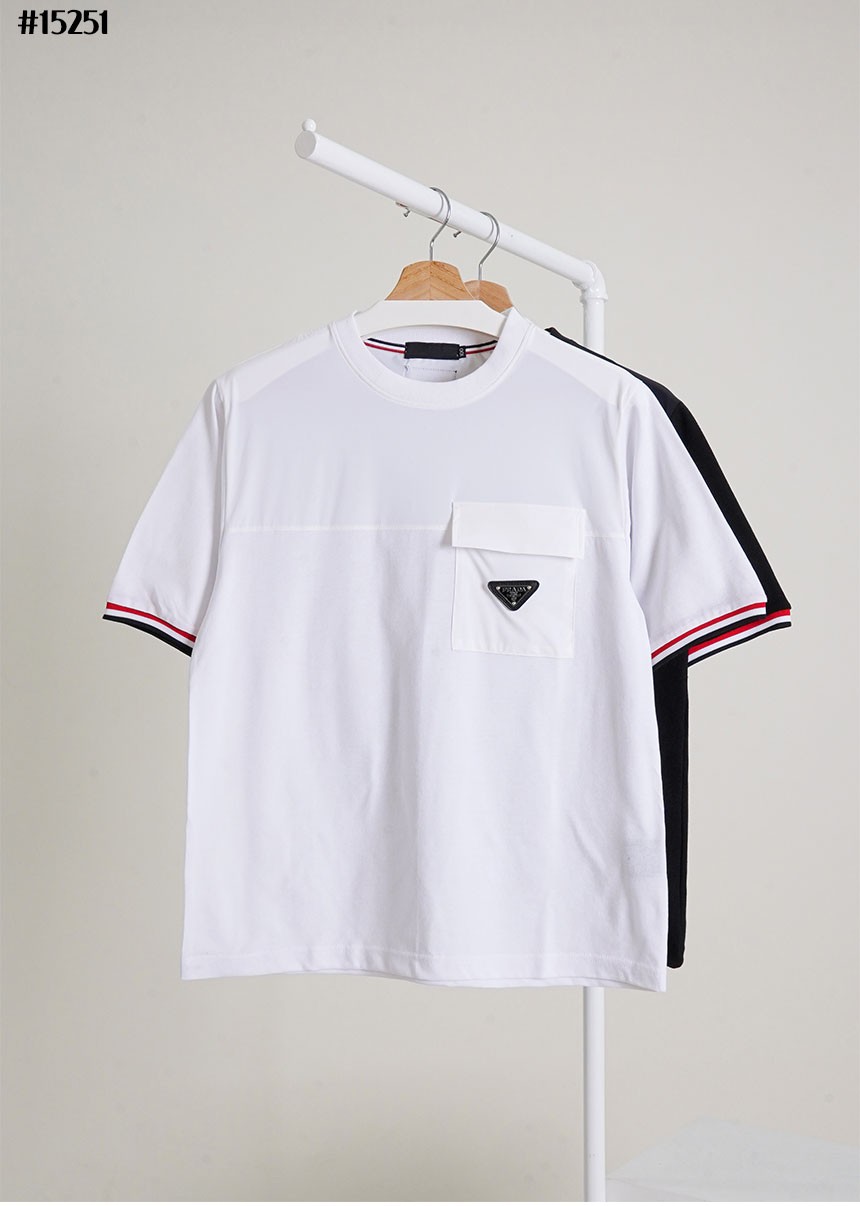 🔆 [PRADA] 프라다 나일론 믹스업 포켓 삼각 로고 코튼 티셔츠 🔆