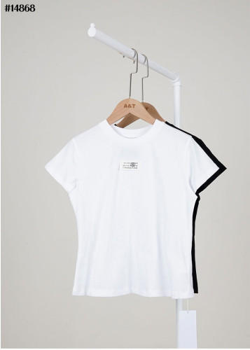 🔆 [Maison Margiela] 메종마르지엘라 여성 MM6 넘버링 패치 세미 크롭 반팔 티셔츠 🔆