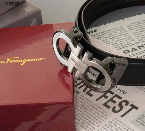 🔆 [ferragamo] 페레가모 수입 간치니 실버 남성 자동벨트 🔆