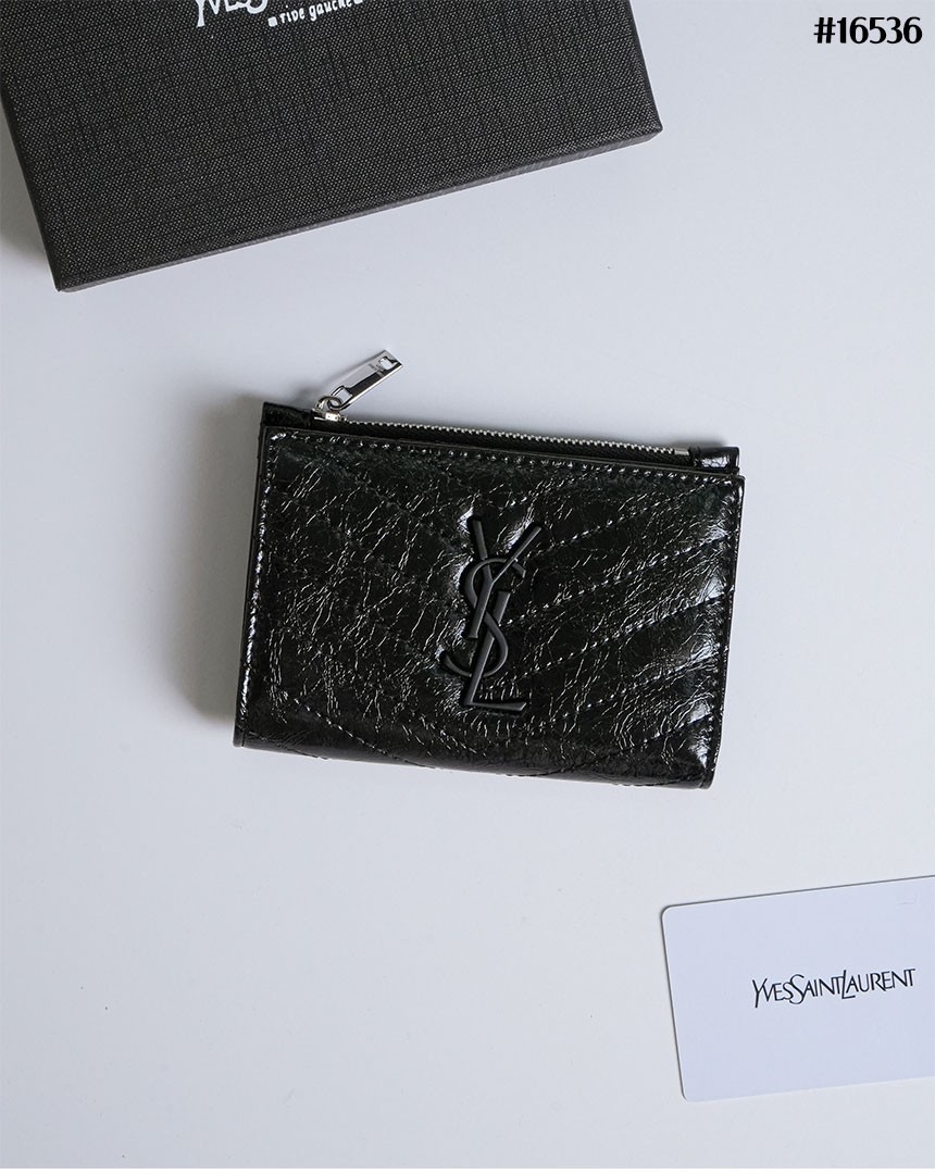 🔆 [SAINT LAURENT] 생로랑 프라그망 빈티지 레더 지퍼 카드 케이스 🔆