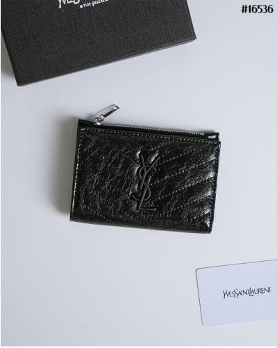 🔆 [SAINT LAURENT] 생로랑 프라그망 빈티지 레더 지퍼 카드 케이스 🔆
