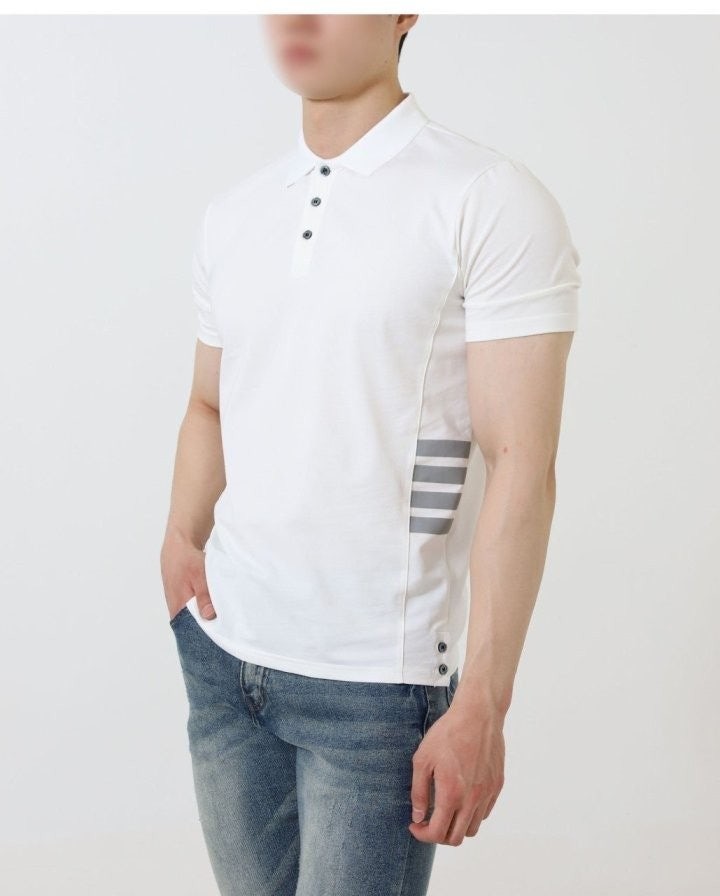 💕 톰* 수입 립 커프 코튼 피케 티셔츠