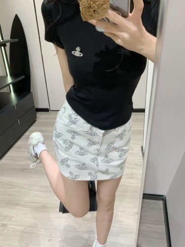 💕 비** 웨스트우드 수입 울 오버 패턴 스커트