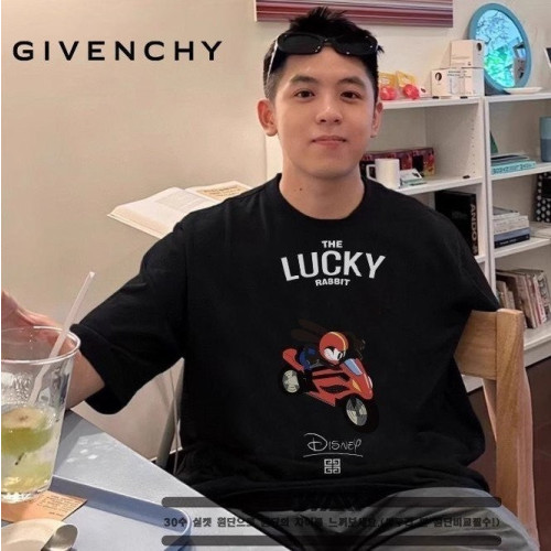 💕 지** 디즈니 미키 럭키 오토바이 디자인 반팔 티셔츠