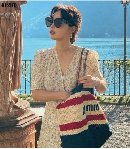 💕 미*** 라피아 앤 코튼 토트 백