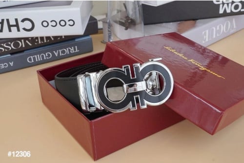 🔆 [ferragamo] 페레가모 수입 간치니 실버블랙 남성 자동벨트 🔆