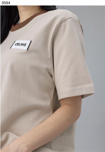 #셀린느 [CELINE]  수입프리미엄급 셀린느 브라운 배색 사각 로고 티셔츠 세일💢💢💢 #태그 #상의 #티셔츠 #0584