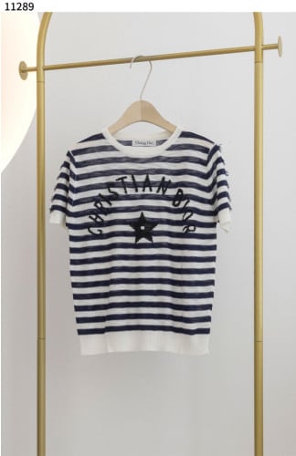 #디올 [Christian Dior] 저지 스트라이프 로고 니트 반팔티셔츠 신상입고💢 #상의 #니트 #11289