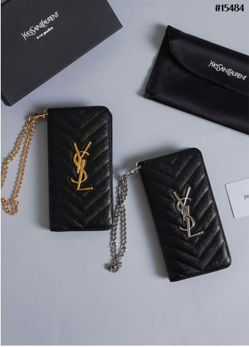 🔆 [SAINT LAURENT] 생로랑 케비어 마틀라세 체인 월렛 온 폰 케이스 🔆