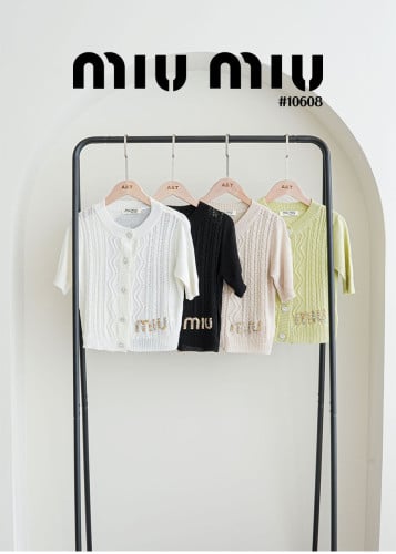 🔆 [MIUMIU] 미우미우 수입 크리스탈 비즈로고 스카시가디건🔆