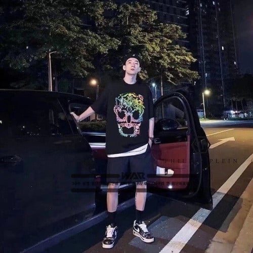 💕 필* 퍼포먼스 플라워 스컬 티셔츠