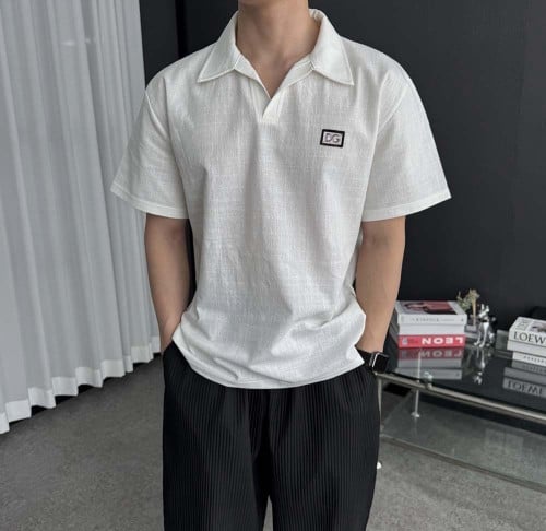 💕 돌* 린넨 코튼 오픈 카라 반팔셔츠