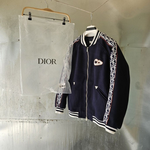 디올 카우스 바시티 블루 버진 울 져지 자켓