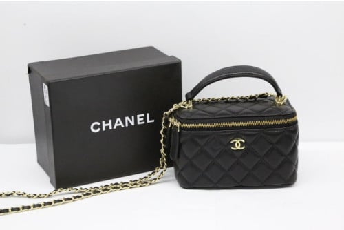 샤넬 베니티 금장 탑핸들백