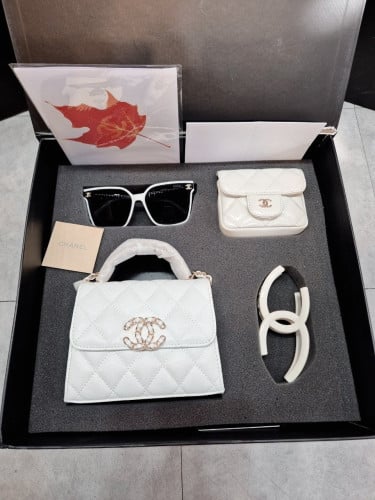 샤넬 탑핸들 토트백 화이트 4종 세트