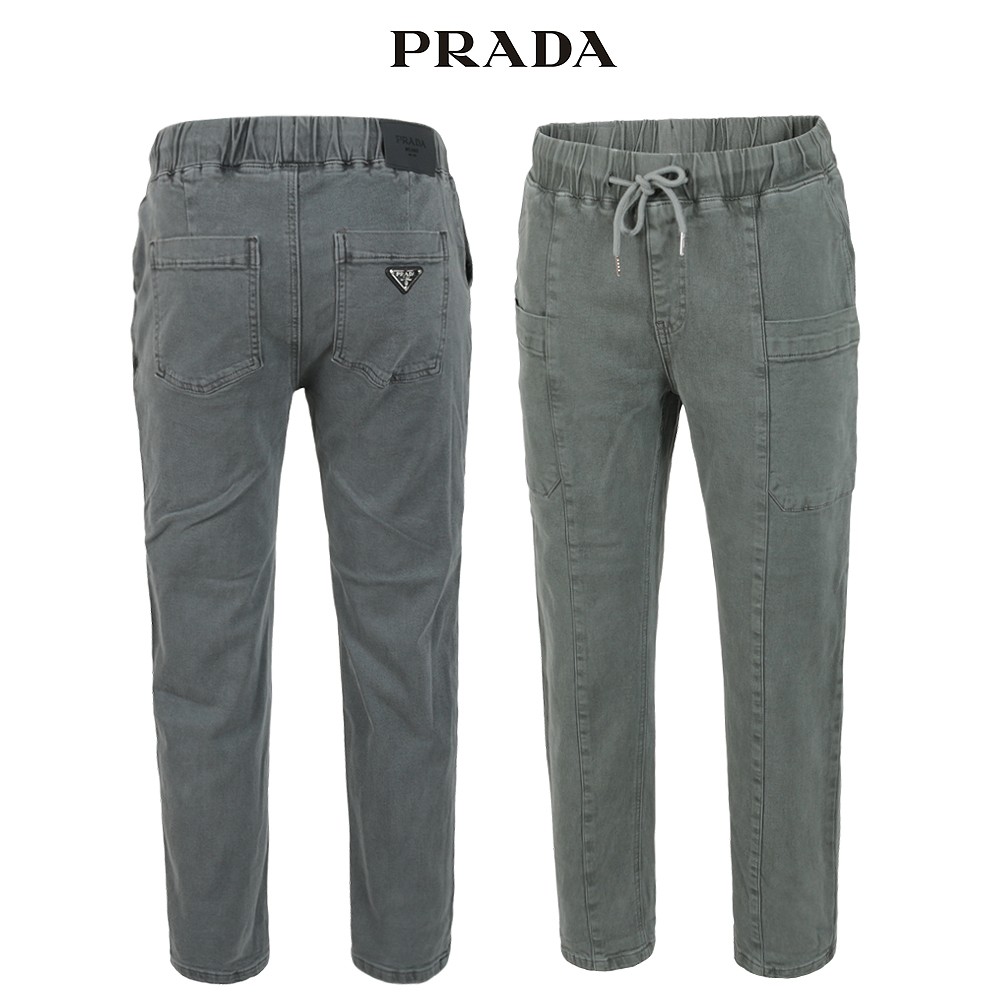 프라다 안기모 앞포켓 밴딩 배기 팬츠