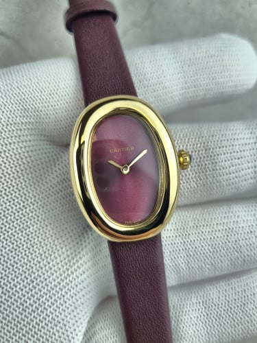 까르띠에 베누아 와인 다이얼 골드 시계