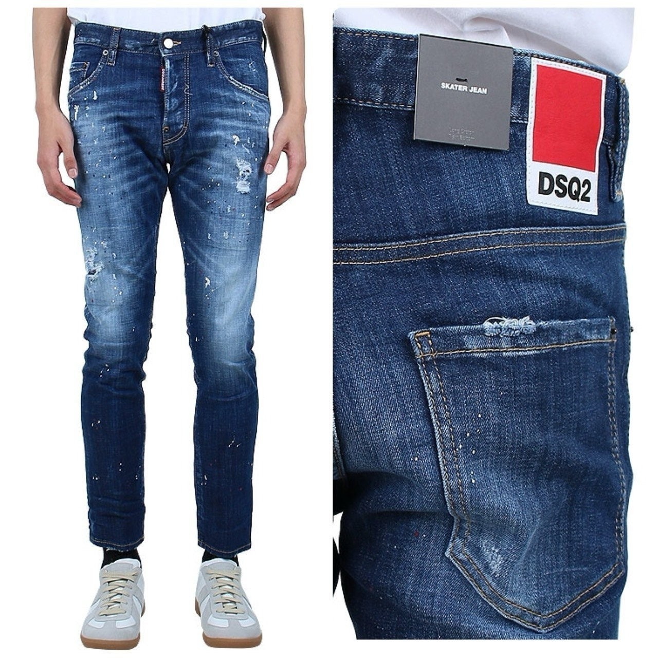 💕 디**** 레드사각 패치 락싱워싱진