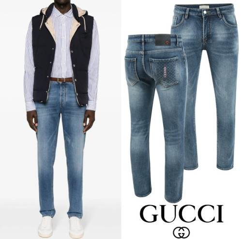 GC 자가드 버티컬 자수 융기모 슬림진