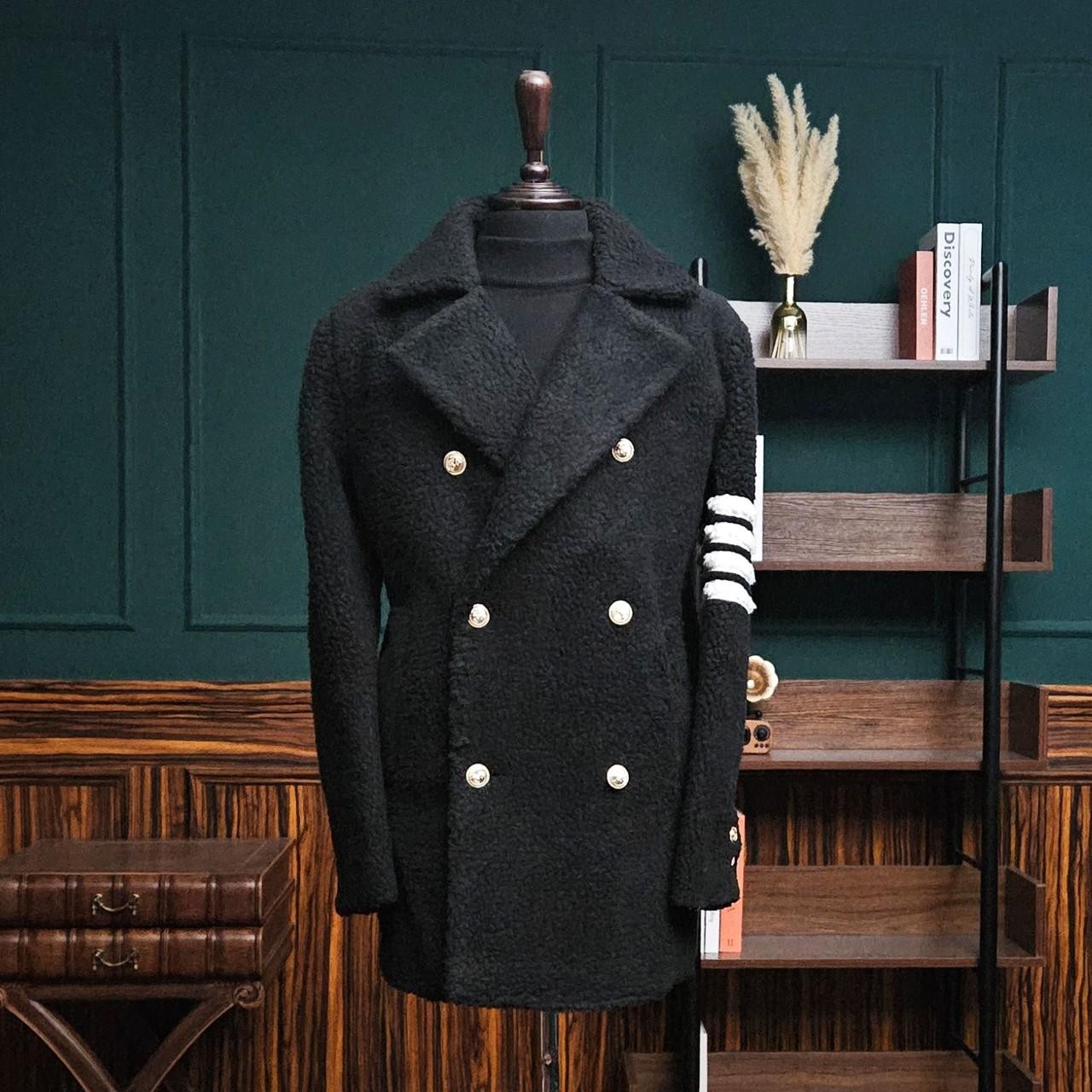 TB 사선완장 양털 더블 자켓