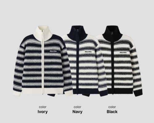 MIU 윈터 투웨이 니트 집업