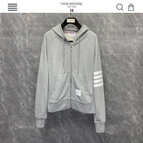 T/B 사선완장 시그니쳐 코튼 후드집업 그레이