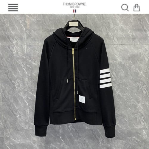 TB사선완장 시그니쳐 코튼 후드집업 블랙