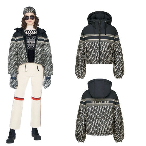  디* 오블리크 리버서블 크롭 다운 패딩(여성용)