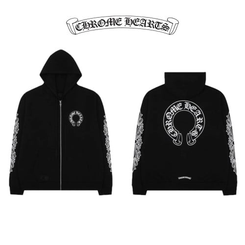  크*하* 홀스슈 플로랄 플리스 후드집업(블랙)