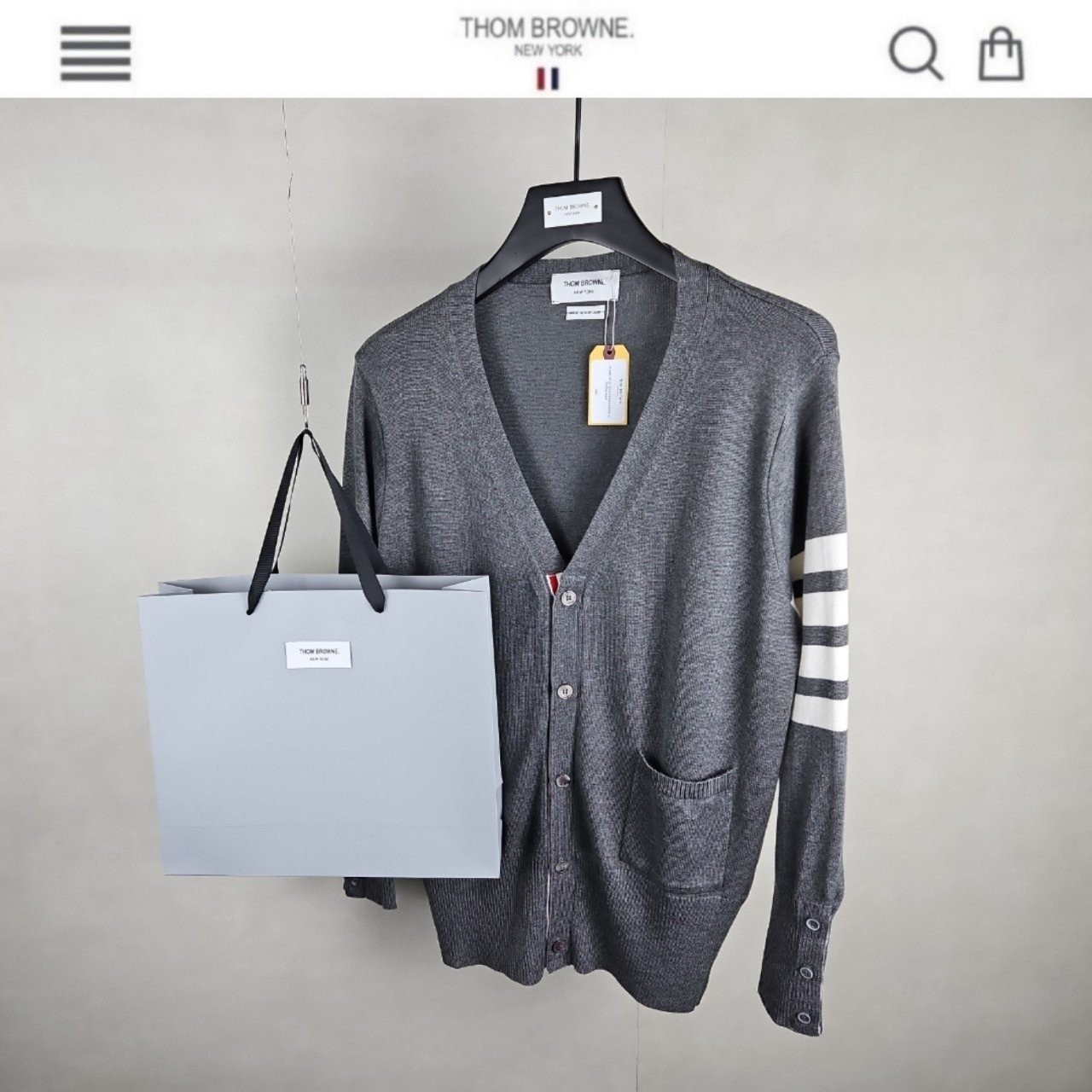 TB 사선 캐시미어 가디건  진그레이