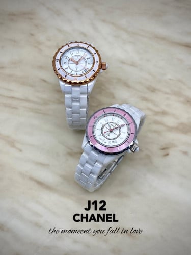 샤* J12 핑크.골드베젤 화이트다이얼