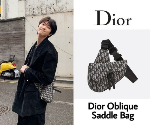 💕 디* 새들백 베이지 & 블랙 오블리크 자카드