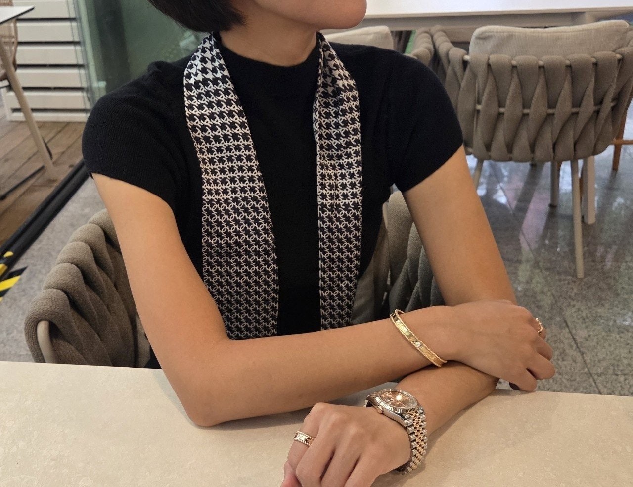 💕 샤* 실크 스몰이니셜 스카프