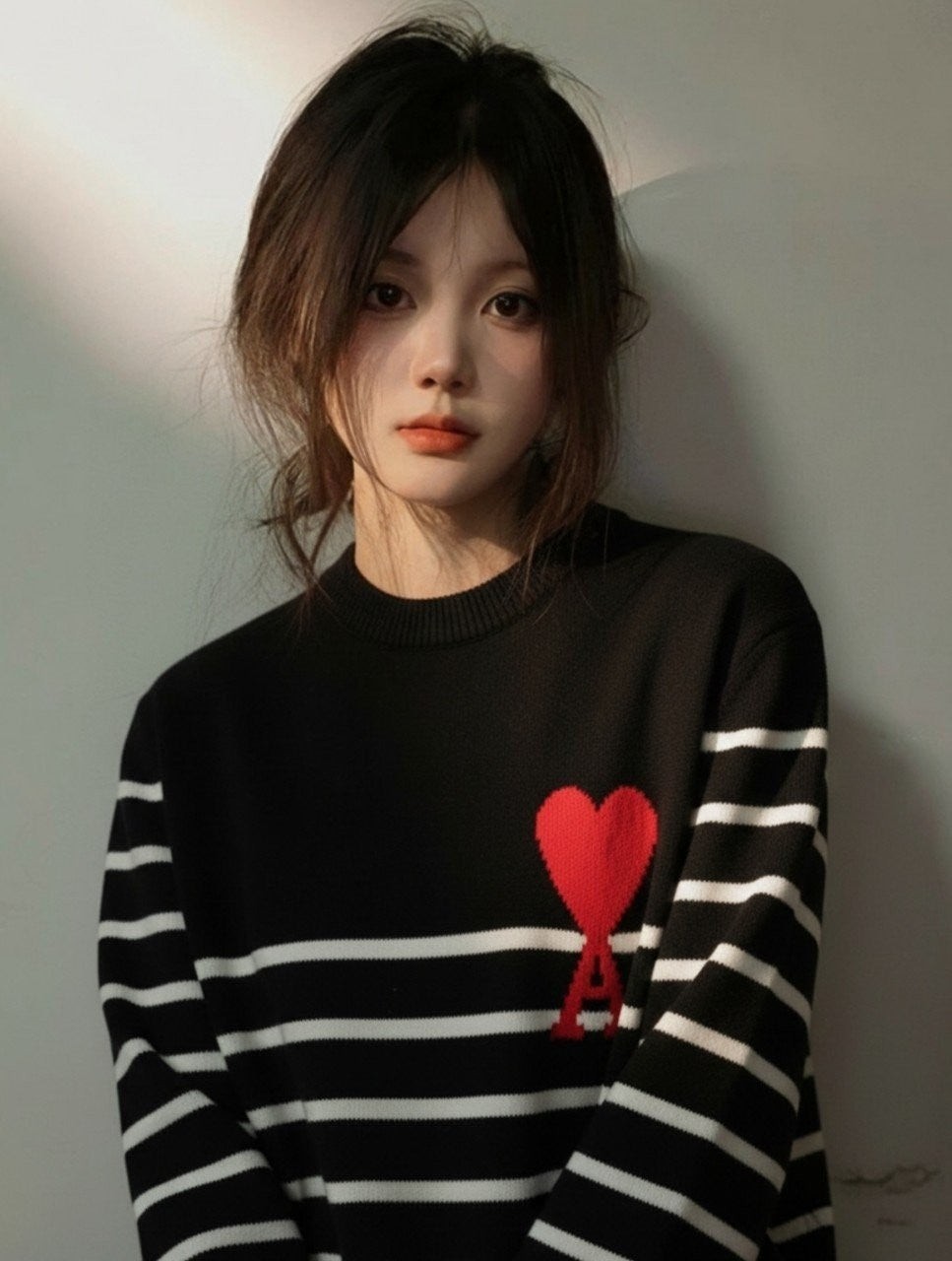 💕 아* 자가드 빅하트 스트라이프 울스웨터 니트➡️수입최고급(남녀공용)