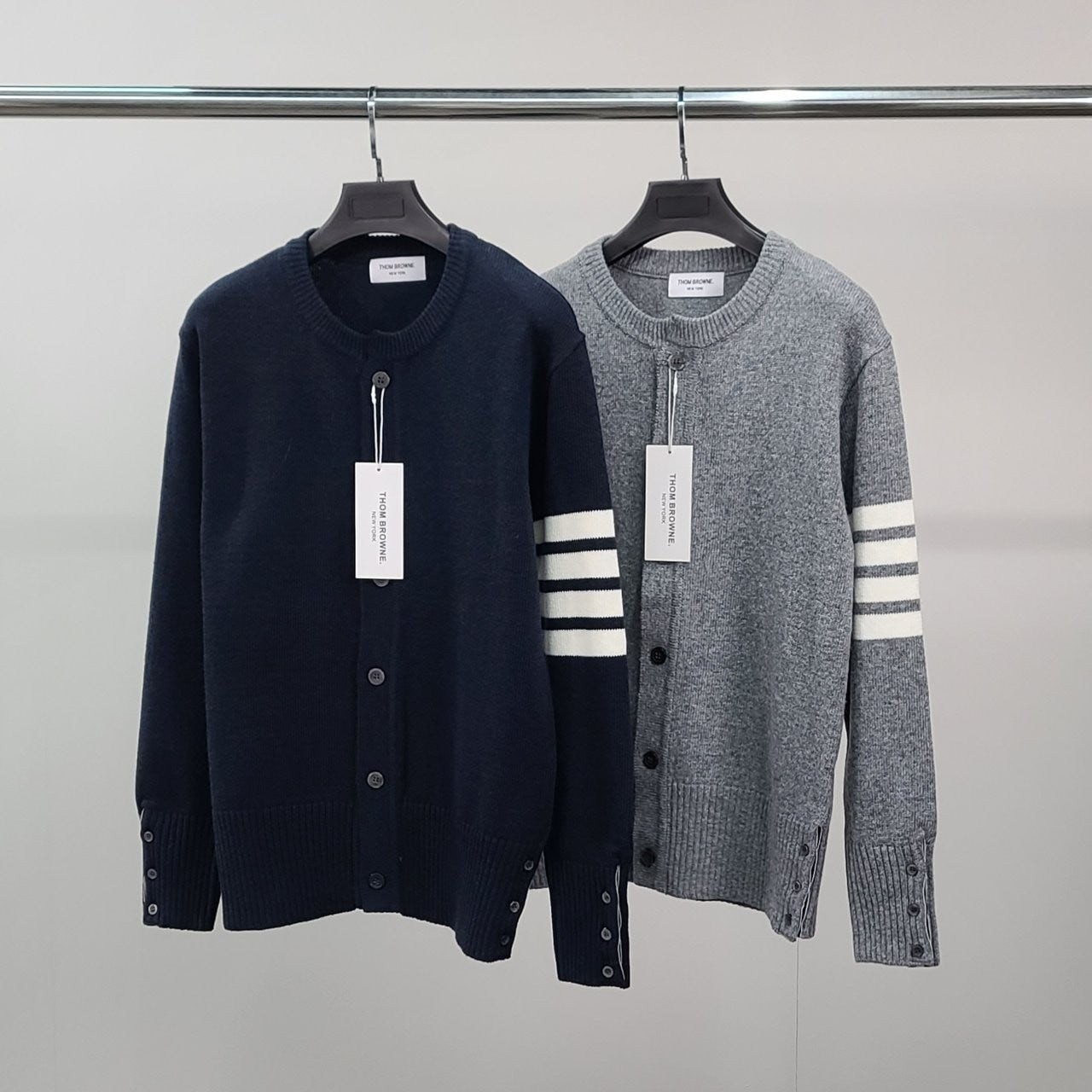 💕 톰* 램스울 사선완장 라운드 가디건