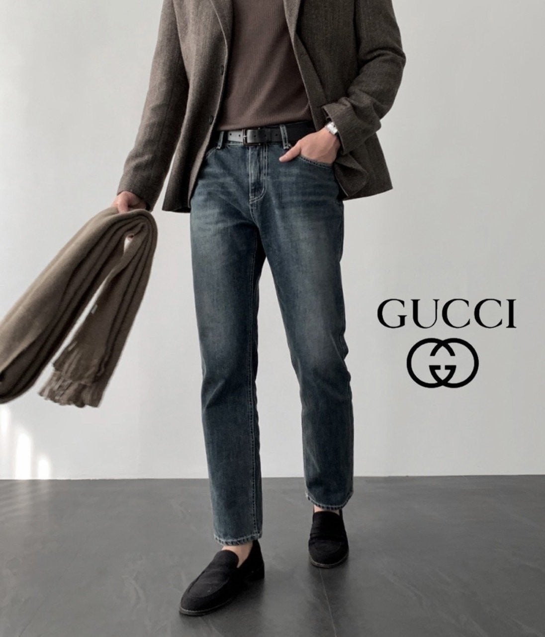 💕 구* 다크블루 테이퍼드 진